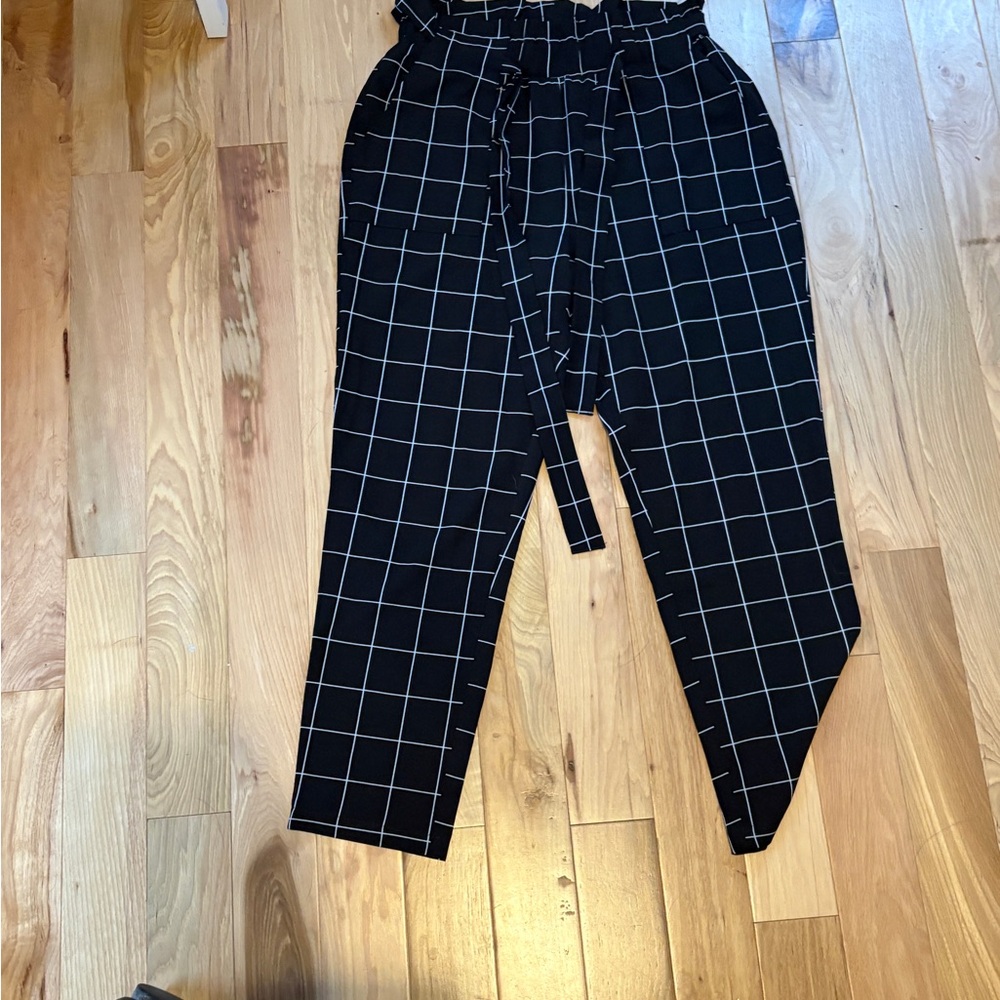 Black and White Checkered Women's Pants